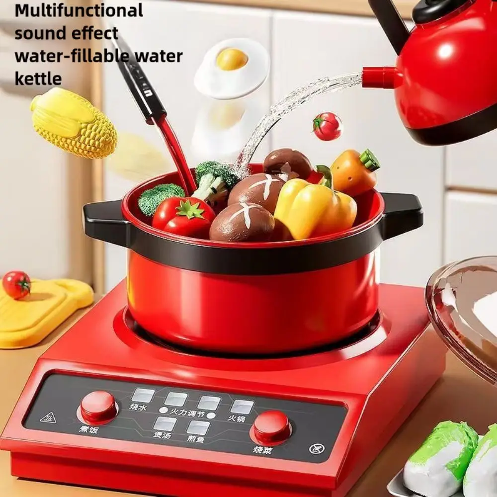 Kit d'ustensiles de cuisine de Simulation rouge, maison de jeu en plastique, ustensiles de cuisine imités, scène de jeu Parent-enfant, modèle de jouets de cuisine