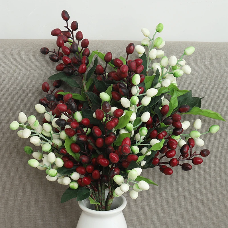 39cm Artificial Flower Berry For Christmas Home Wedding Decoration Autumn Bouquet Dark Red DIY Craft Gift Photo Prop Arrangement