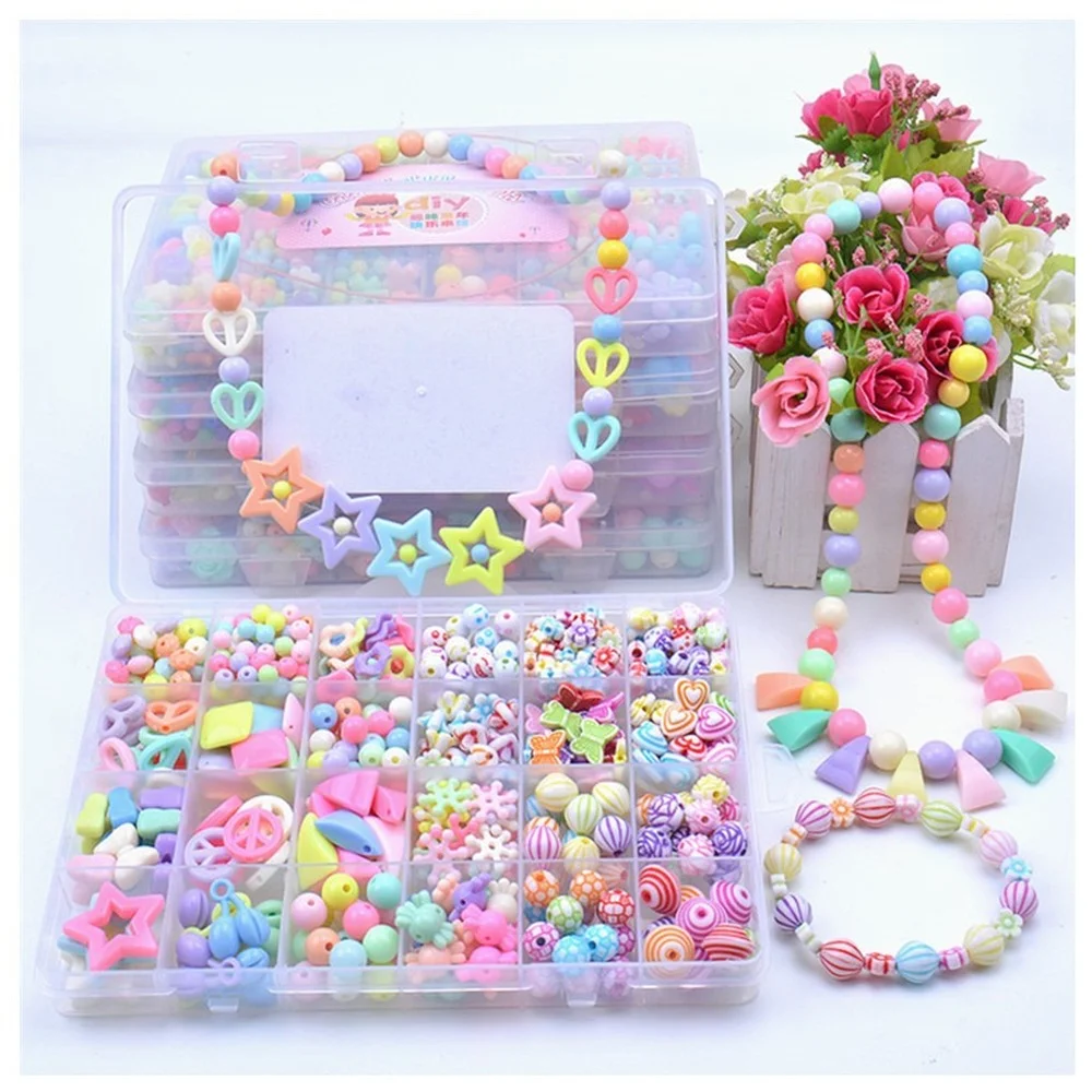 Kit for Make Bracelets Beads Toys for Children DIY 24 Grid Handmade Making Puzzles Beads for Girls Kit Girls Toys