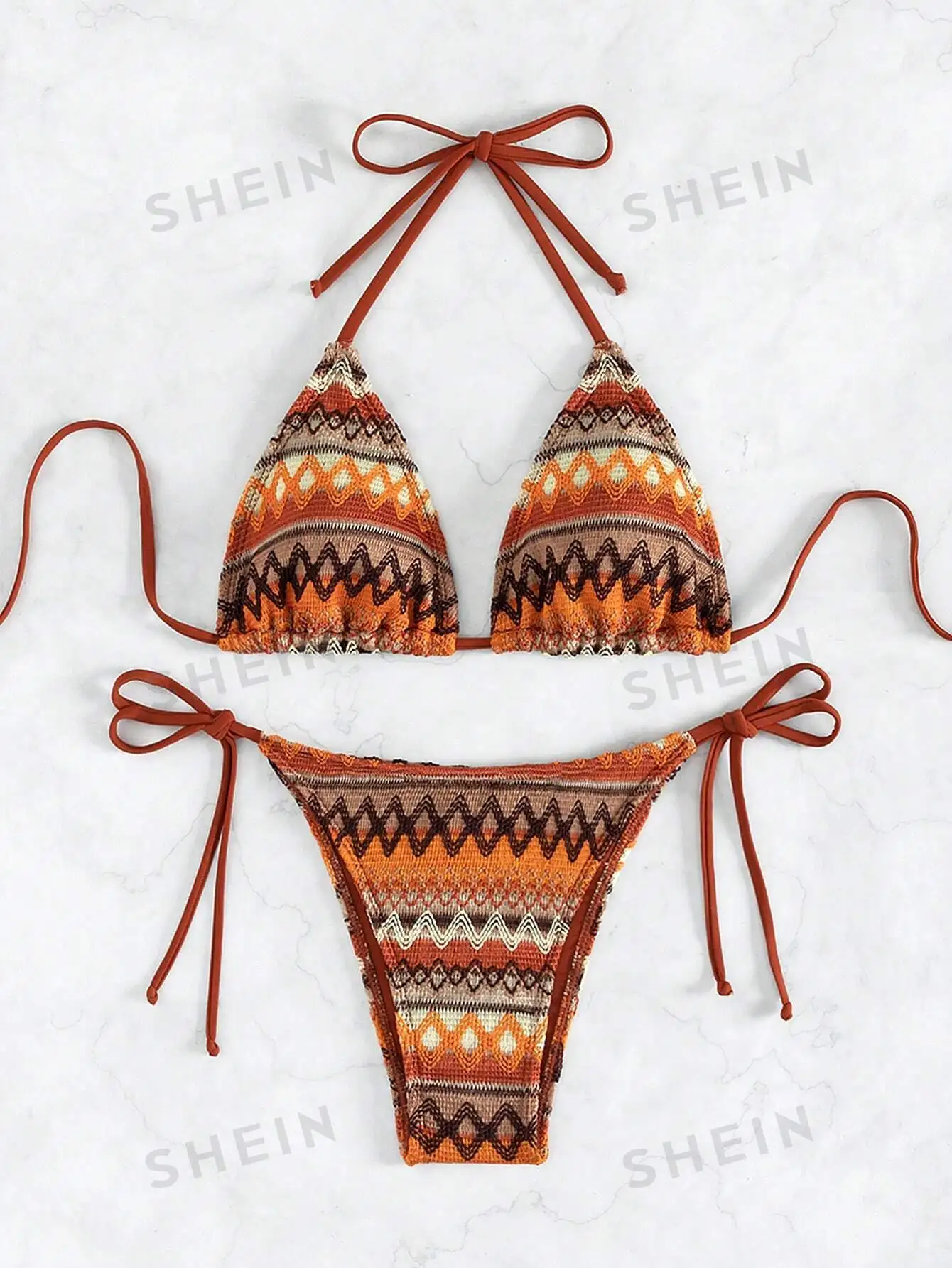 Swim Summer Beach Print Halter Triangle Tie Side Bikini Set Dekoracja łazienki Papier samoprzylepny Wystrój pokoju dziewczęcego Pared