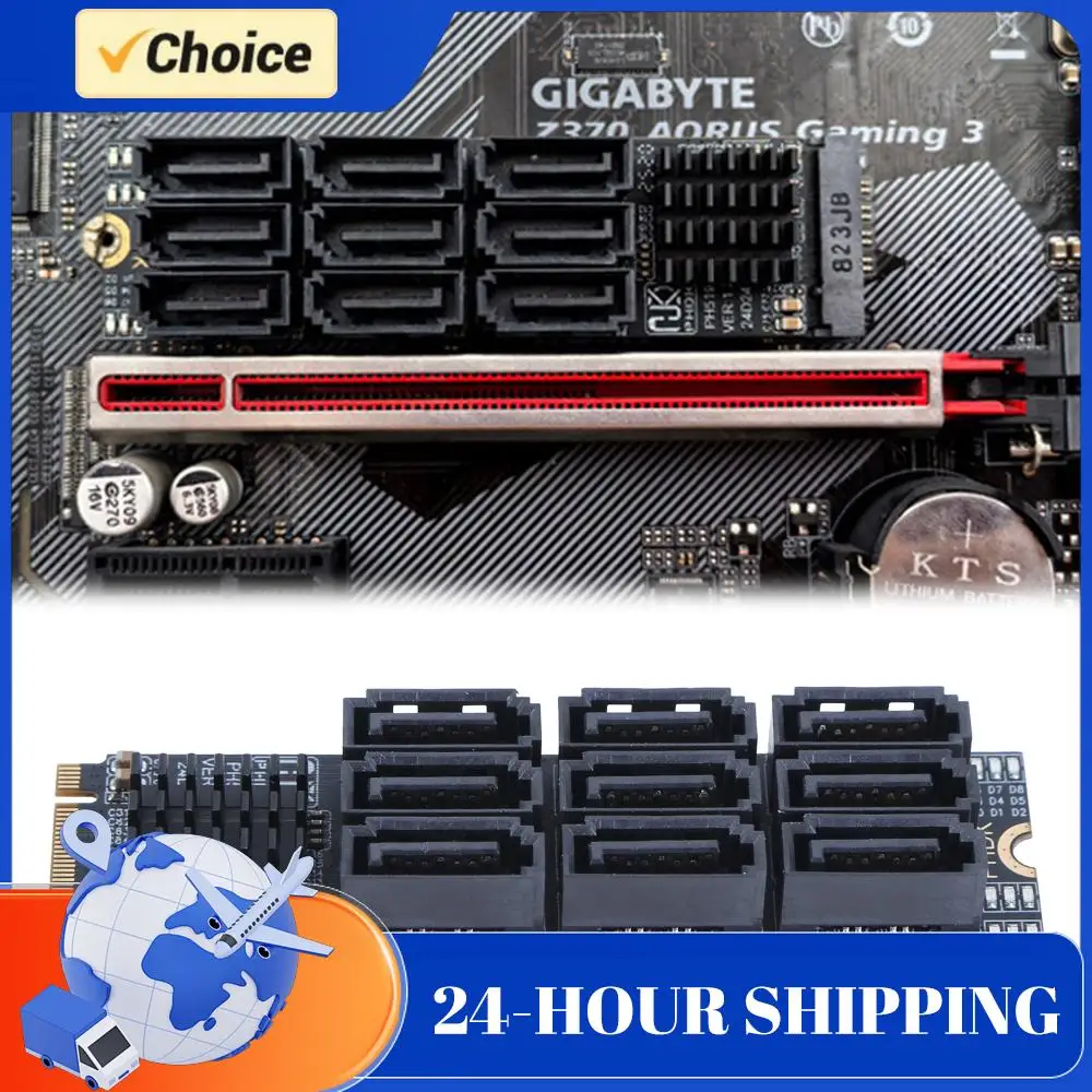 

M.2 NVME To SATA 3.0 Converter PCIE 3.0 X2 Hard Disk Capacity M.2 NVME M-Key To SATA 9-Port Expansion Card for Desktop PC