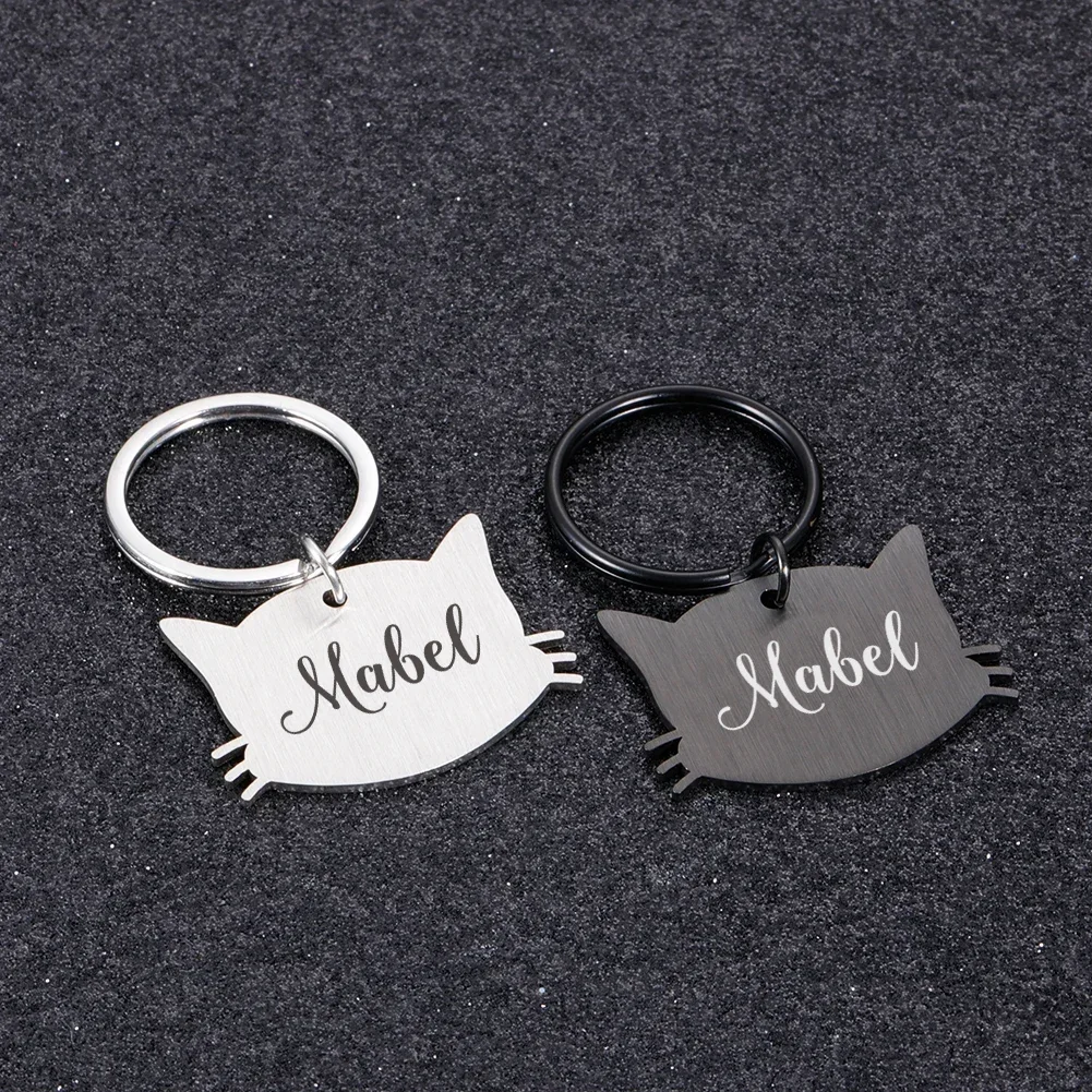 Personalized Plate Pet Tag Cat Dogs Collar Accessories Medal Free Engraving Kitten Puppy Name Engraved Lettering Cat face Badge