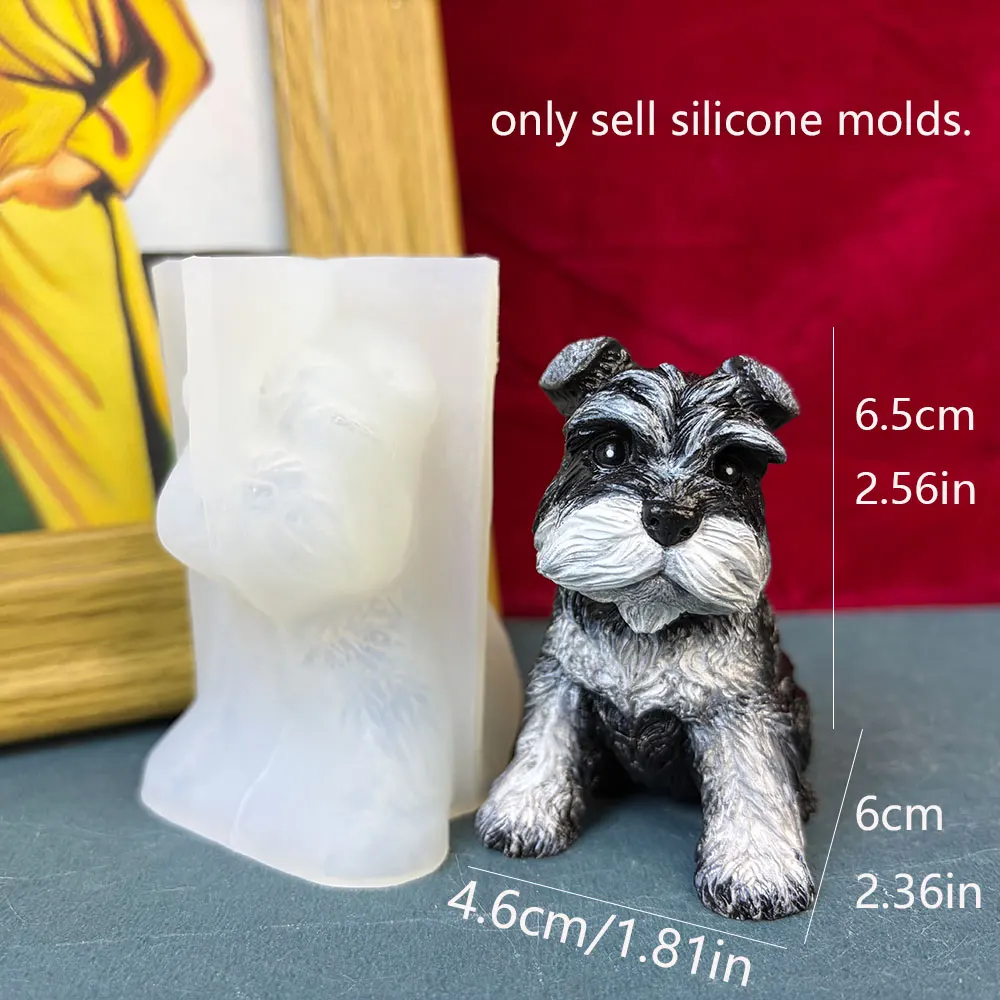 

3D Schnauzer Dog Silicone Mold for Polymer Clay Epoxy Resin Cute Puppy Soap Making DIY Plaster Gypsum Craft Mould Resin S
