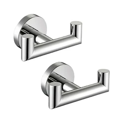 1Pcs or 2Pcs 304 Stainless Steel Bathroom Double Towel Hook Bathroom Creative Wall Metal Hook Door Back Wall Clothes Hook Waterproof Wall Hook - for Bathroom Bath Balls, Brush and Bedroom Jacket, Hat, Towel, Robe Hook Rack - Easy to Install, Rust-Proof, Space-Saving and Multifunctional Wall Clothes Hook