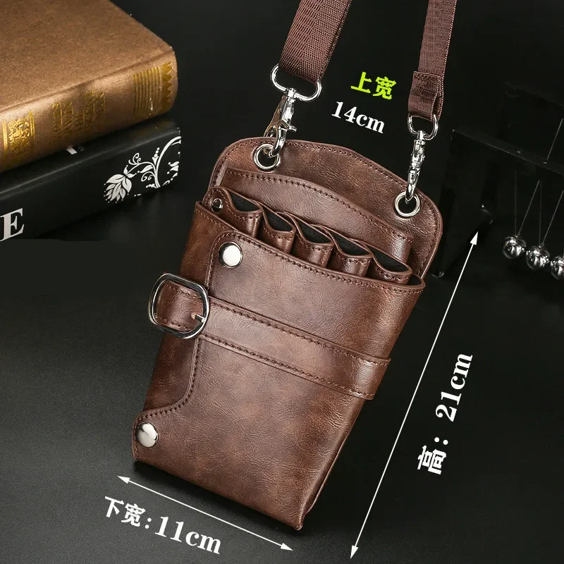 PU Leather Hairdressing Bag Pouch Holder Hair Scissor Bag Holster For Hair Stylist Rivet Clips Waist Shoulder Belt Wholesale