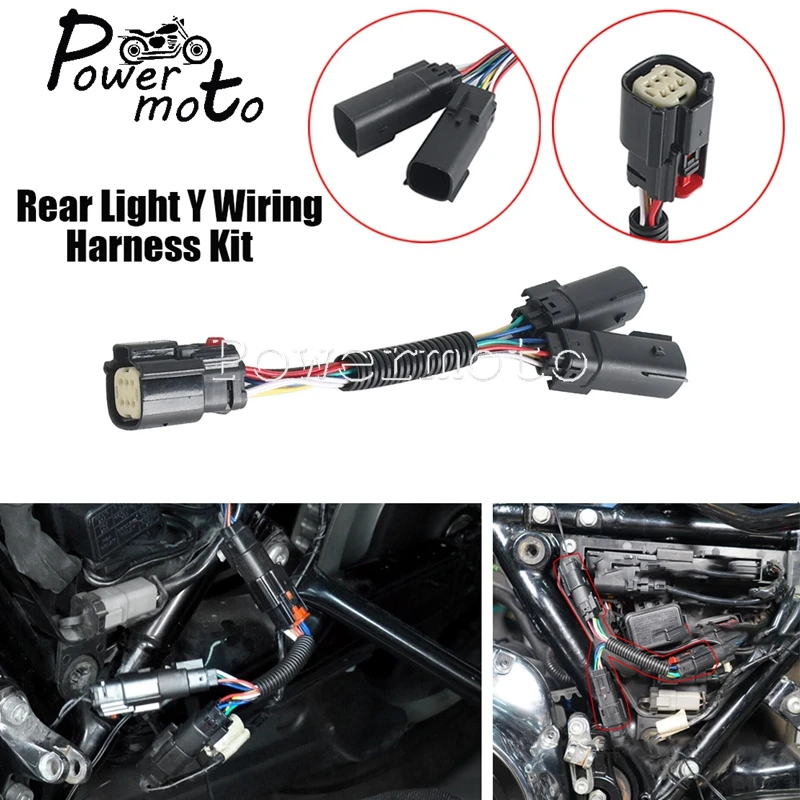 For Harley Road King Special Street Road Glide FLTRXS FLTRX FLHX FLHXS Motorcycle 6 Pin Rear Lighting Wiring Y-Harness Splitter