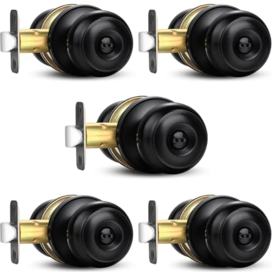 

Privacy Door Knob, 5 Pack Round Keyless Doorknobs Interior/Exterior Lockset, Privacy Locking Door Knobs for Bedroom/Bathroom, B