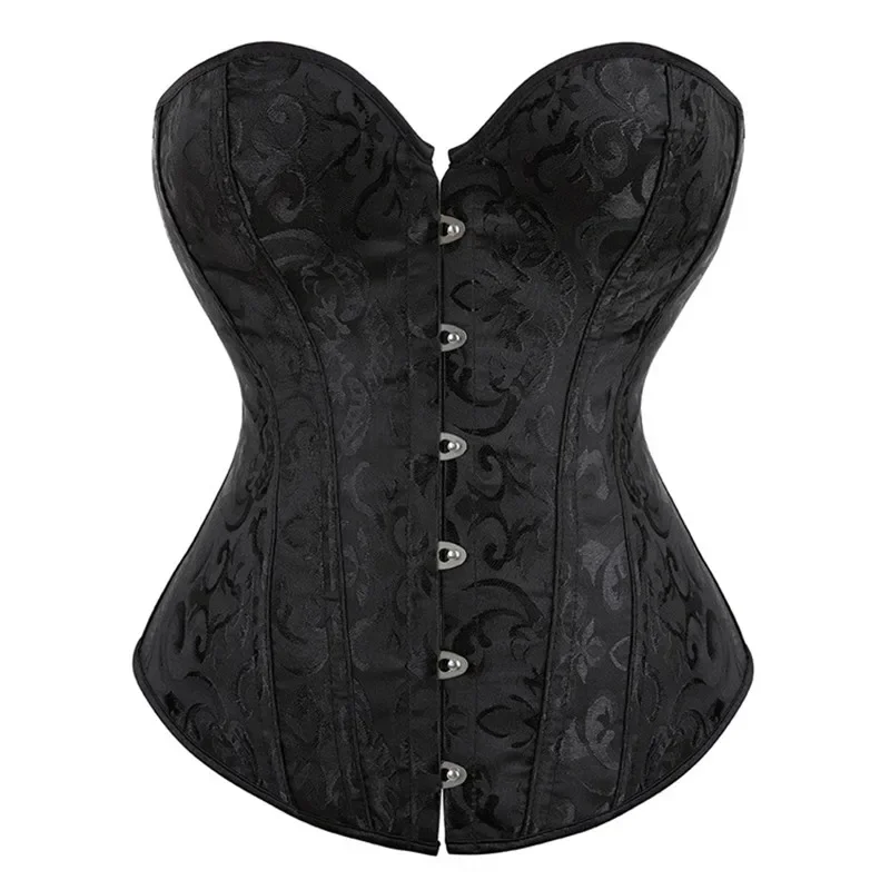 Overbust Corset Tops Women Bustier and Corsets Sexy Floral Lace Up Boned Lingerie Vintage Victorian Purple Black Pink White