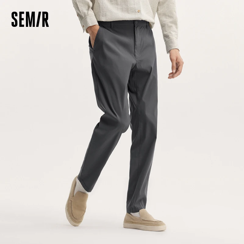 Semir Casual Pants Men Autumn Commute Business Slim Ankle Western Pants Simple Solid Color Elastic Versatile Pants