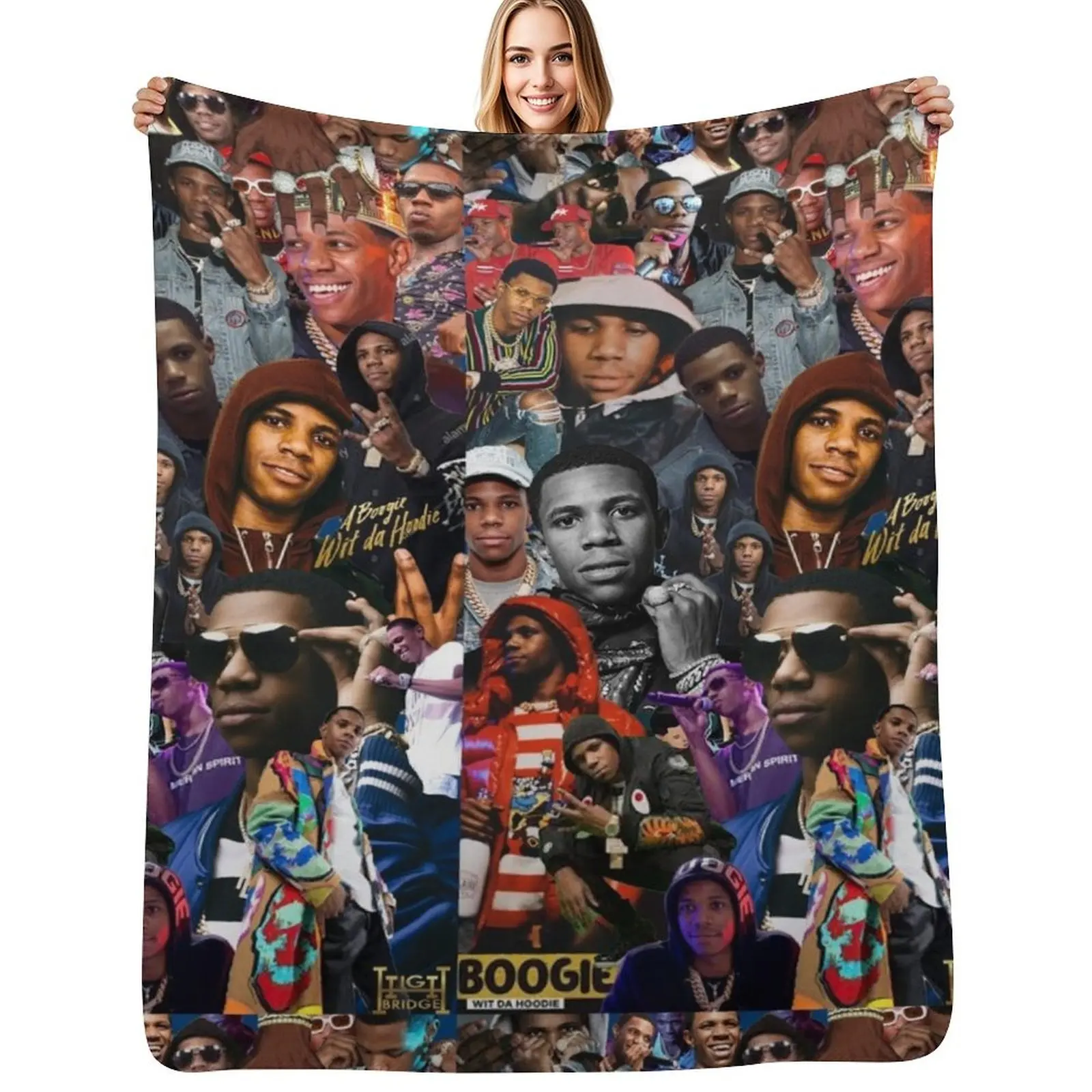 

A Boogie Wit Da Hoodie Collage Throw Blanket Hairys manga Blankets For Bed Personalized Gift Blankets
