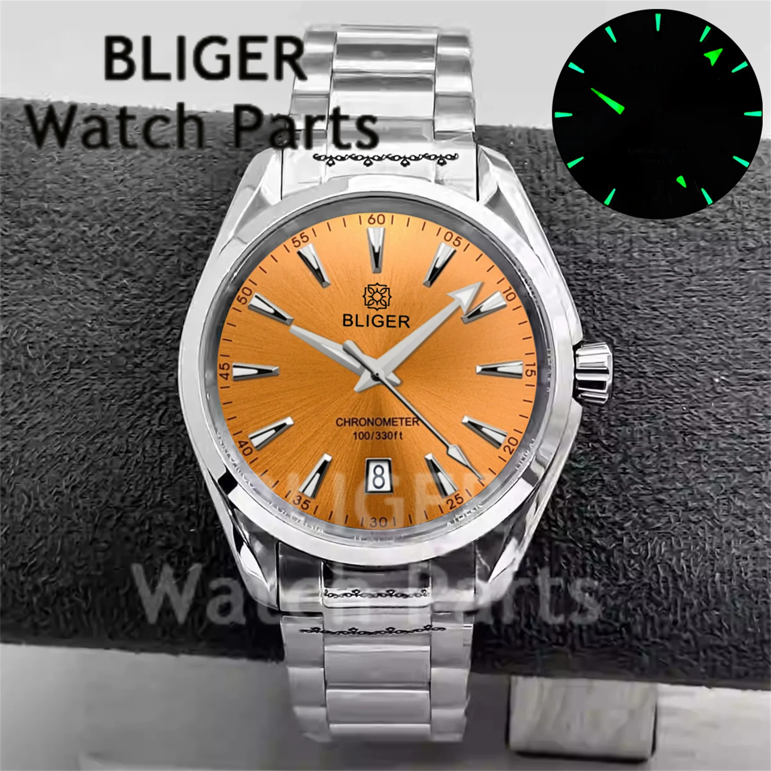 BLIGER 40 مللي متر موضة AT150 ساعات رجالية تاريخ الساعة 6 NH35A ساعة ميكانيكية للرجال 10Bar الصلب غواص الياقوت الزجاج مقاوم للماء