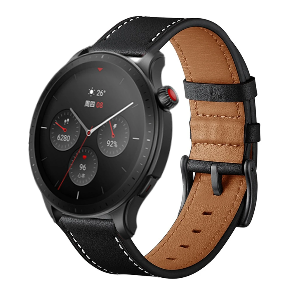 جلد طبيعي حزام ل Huami Amazfit GTR 4 GTS 4 البسيطة استبدال حزام (استيك) ساعة ل Huami Amazfit بيب 3 برو بيب U S اكسسوارات