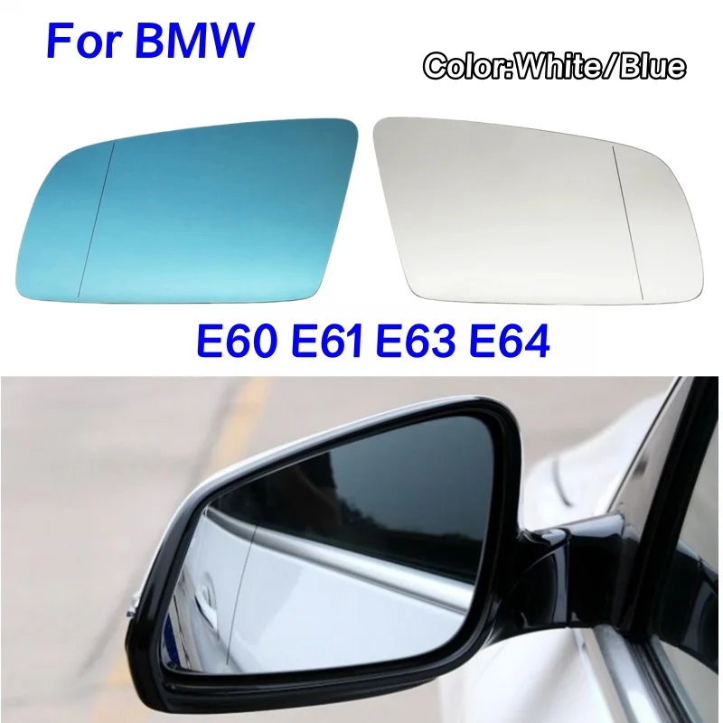 

For BMW 5 Series E60 E61 E63 E64 2003-2010 Left&right Side Blue/White Heated Mirror Glass Wide Angle Rearview Rear View Mirror