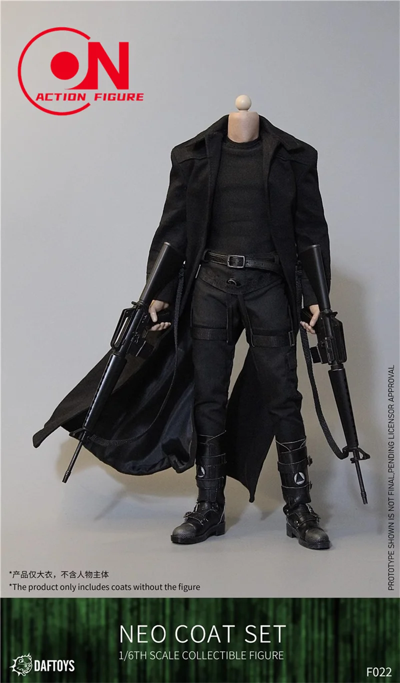 DAFTOYS 1/6  F022 Male Soldier Clothing Fashion Trend Ultra Long Black Trench Coat Killer Attire Fit 12'' Action Figure Body DIY