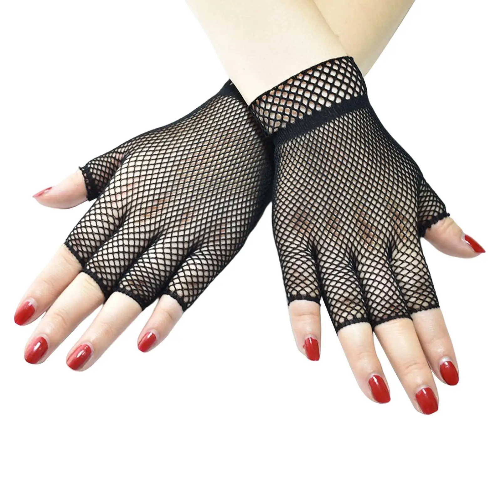 Punk Fish Net Gloves Night Club Party Halloween Gloves for Adults Stretch