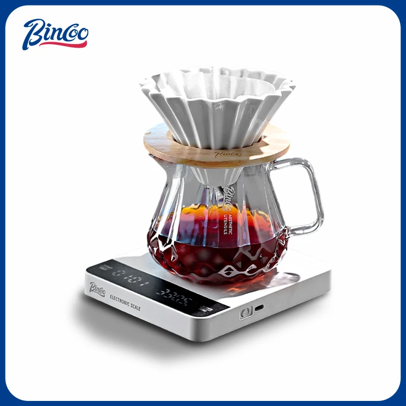 

Bincoo 400/600ML Coffee Server Sharing Pot Dripper Cup with 40Pcs Disposable Coffee Filter Paper Drip Coffee Set
