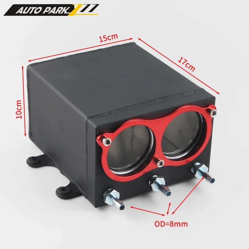 

hot product 60mm dual port external 044 fuel pump tank racing black Billet push on fitting oil catch can fuel surge tank