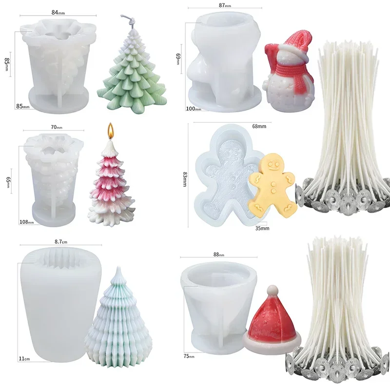 1Pc 3D Christmas Tree Candle Mold Silicone Mold Xmas Handmade Candle Making Mould Resin Mold DIY Plaster Soap Craft Making Tool