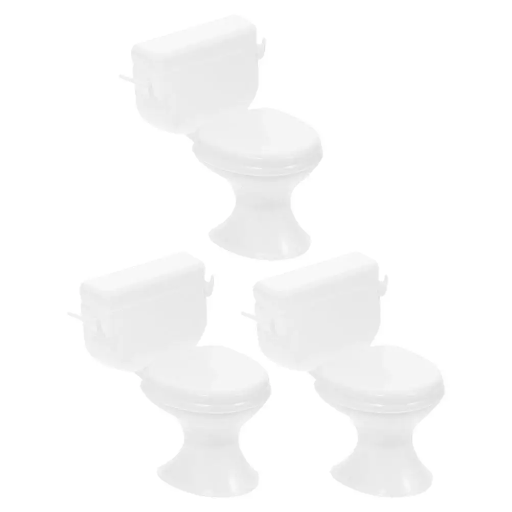 

3Pcs Miniature Toilet Decorative Set Realistic Plastic Bathroom Accessory for Dollhouse Fairy House Display Fine Craft Detail