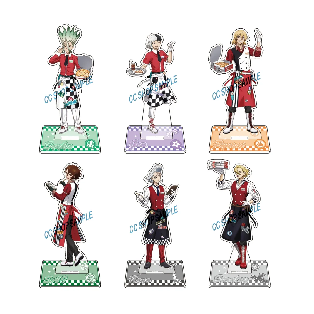 Dr.STONE Pizza Theme Acrylic Stand 15cm Senku Gen Xeno Snyder Anime Figure Desk Decor Keychain Novelty Gift Cosplay Prop cos