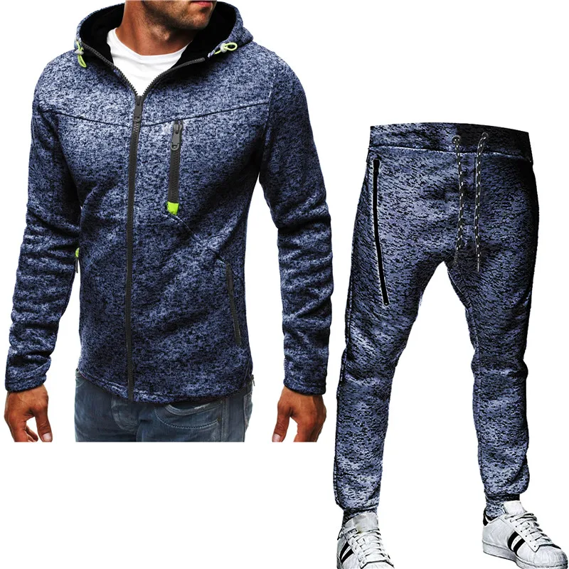 2023 new Hot Sale Men\'s Brand Tracksuit Casual Jogging Suit/set Outdoor Suit Zipper Jacket + Black Sweatpant 2pcs