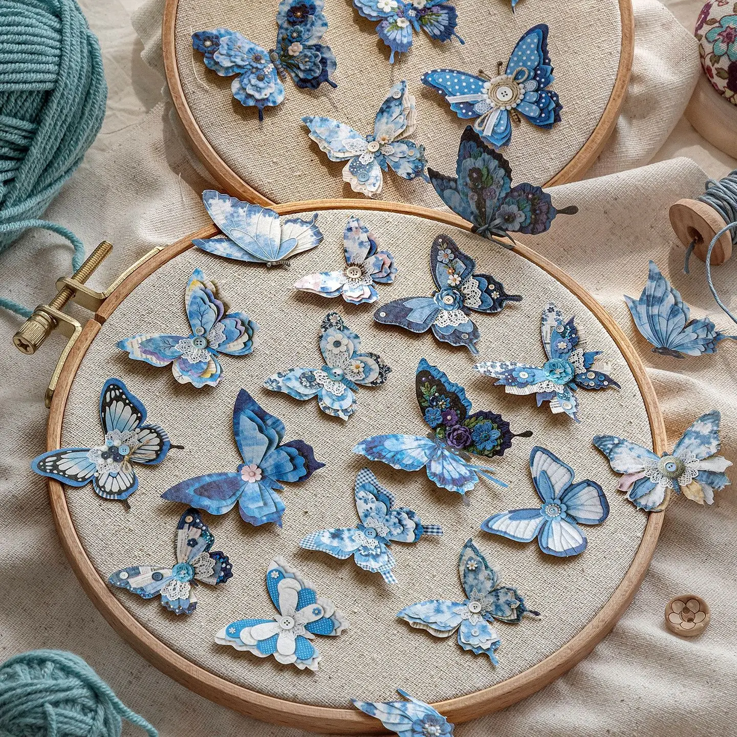 

Morning Rain Butterfly Stickers Ins High-Value Retro Journal Material Photo Wall Felt Wall Stickers 3D Decoration Photo Props