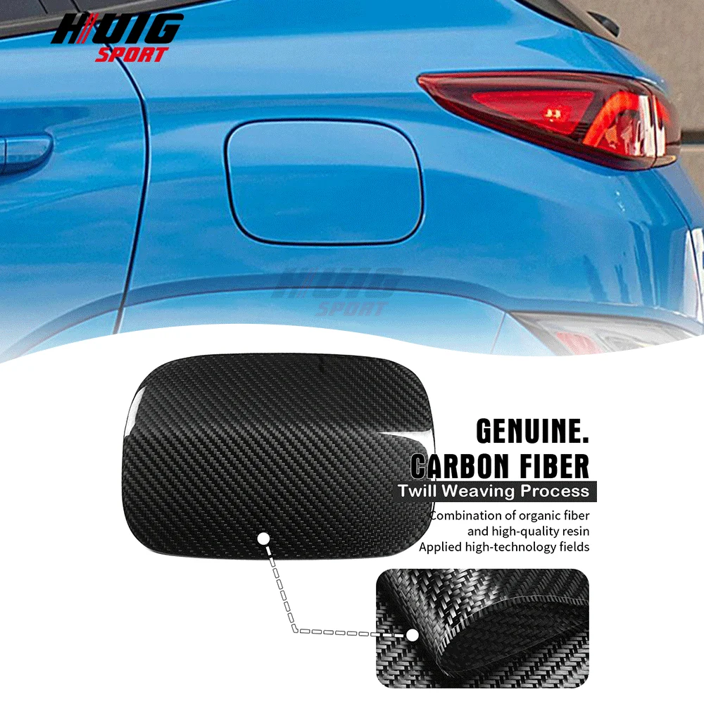 Real Carbon Fiber Car Exterior Fuel Filler Tank Door Cover Sticker For Hyundai N Line Kona N Kona N Line 2022-2023 Accessories