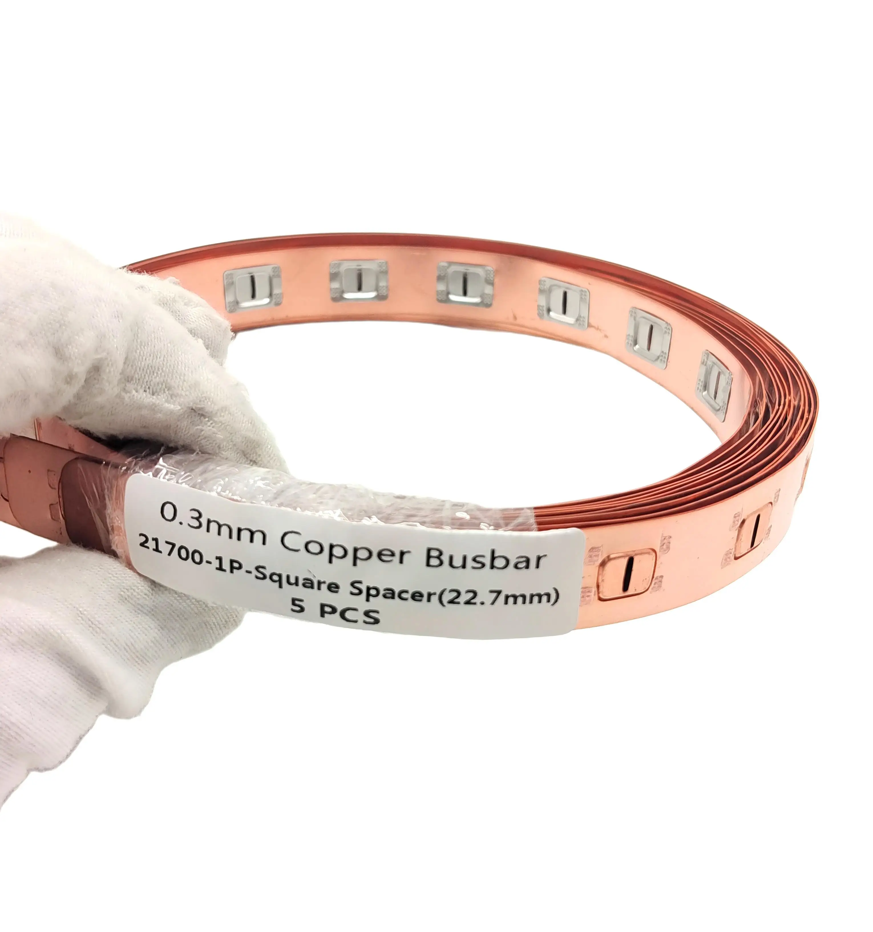 5PCS 0.3mm Thickness Cu Lithium Battery Bus Bars Copper-Nickel Composite Connector Strips 21700 1P Spacer 22.7mm Copper Busbars