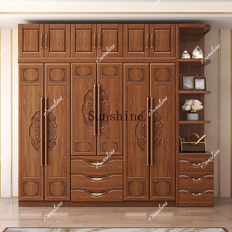 Neuer chinesischer Walnuss-Massivholz-Kleiderschrank, Haushalt, Schlafzimmer, Größe, Wohnung, Baumstamm, mehrschichtiger Spind FT