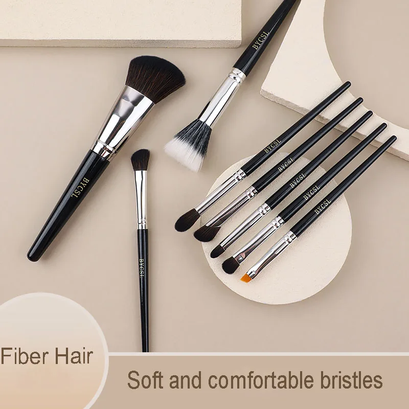 Juego de brochas de maquillaje, 8 Uds., brocha para polvos negros esponjosos y suaves, brocha para colorete, herramientas de belleza, productos para mujer, brochas faciales para máscara