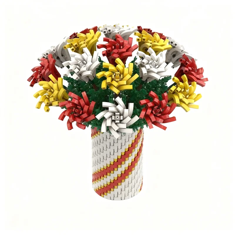 2714pcs MOC Sculptures Colorful Roses Model Building Blocks Christmas Gift Architecture Toy Birthday Idea Creative DIY Education