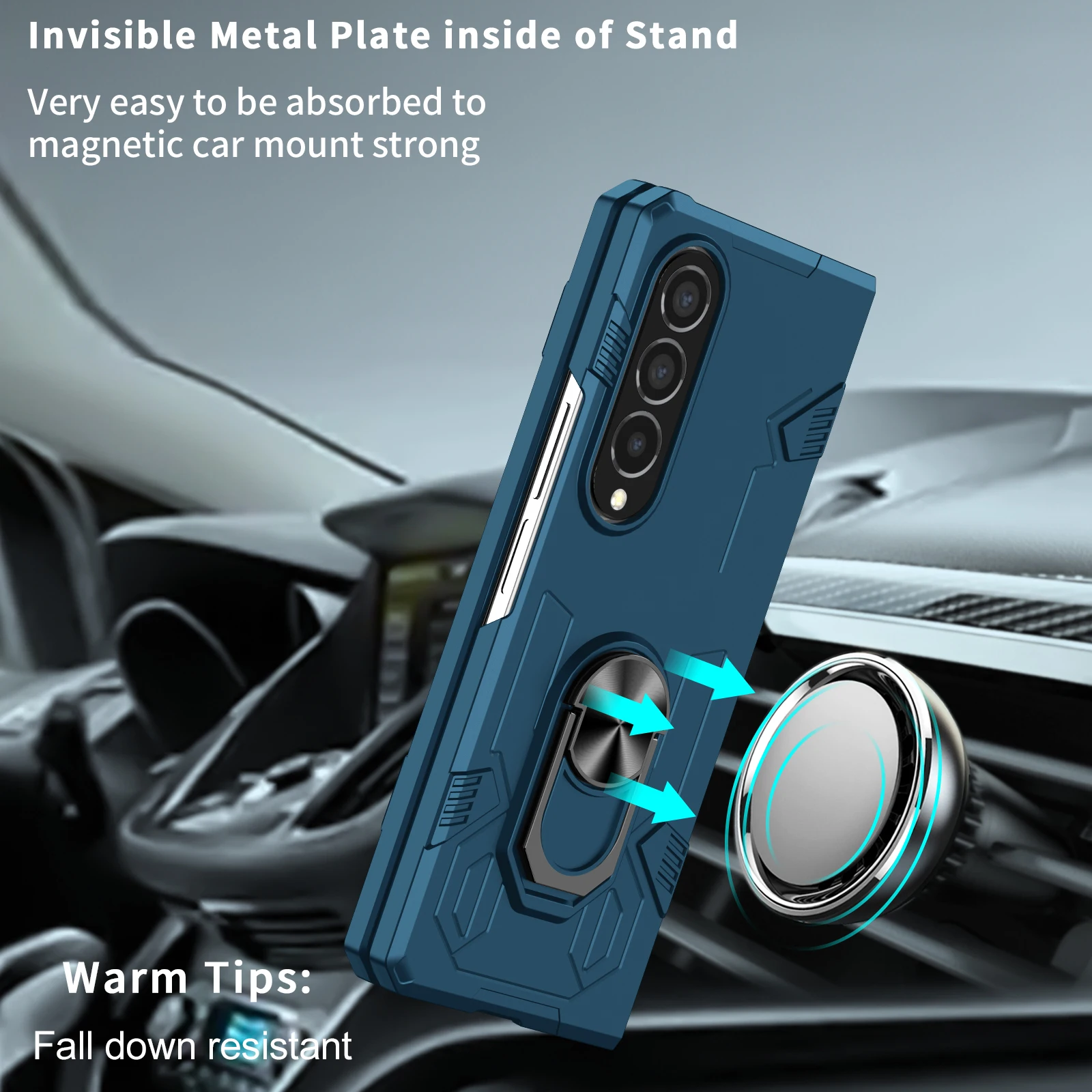 Funda protectora para Samsung Galaxy Z Fold 4, ZFold2, Z Fold 3, con anillo giratorio, magnética, a prueba de golpes.