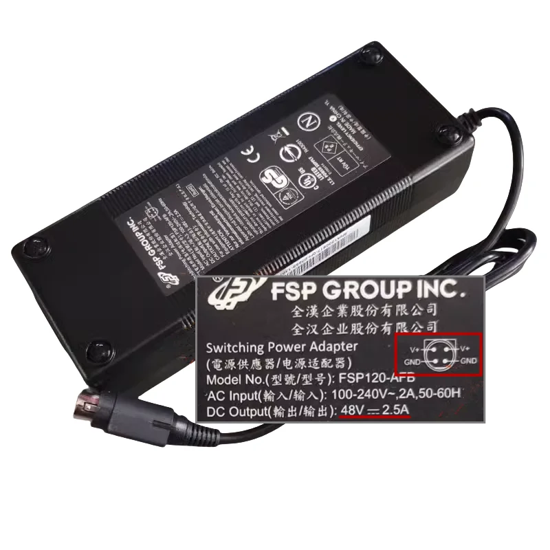 Genuine FSP Switching Power Adapter FSP120-AFB 48V 2.5A 120W 4PIN (Din) Power Supply Charger