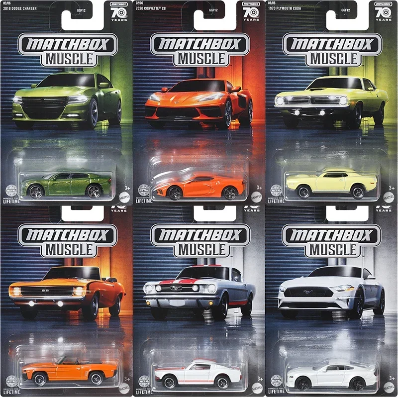 Mattel-Muscle Car Muscle para niños, juguetes originales para niños de 70 años, vehículo fundido a presión, Plymouth CUDA, Ford Mustang Coupe GT, regalo, 1/64