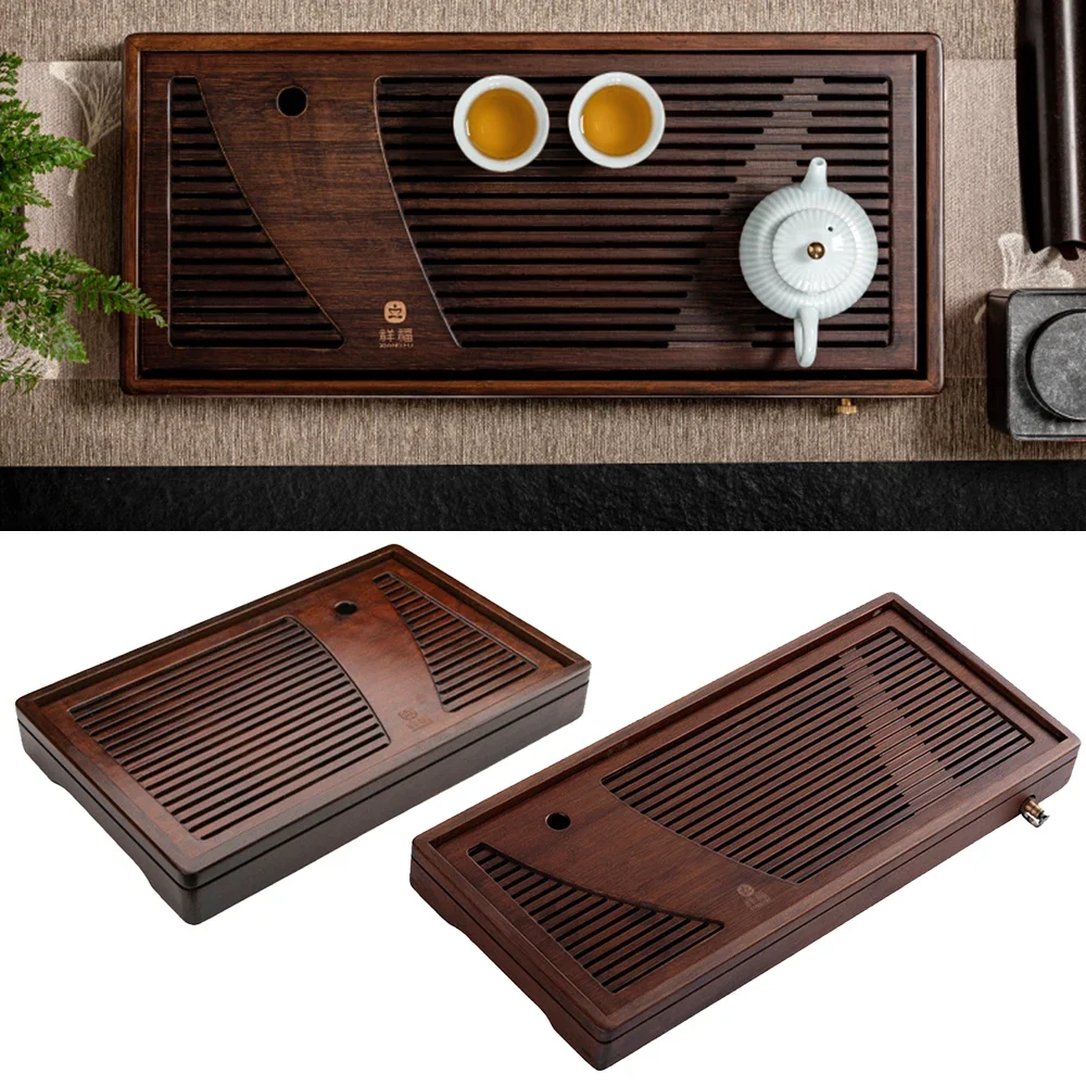 Solid Wood Tea Board Bamboo Tea Tray With Water Torage Drainage Tank Puer Tea Table Saucer Drawer Tray For Ceremony Teaware Tool