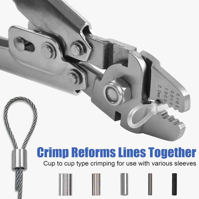 Fishing Crimping Pliers Stainless Steel Hand Crimper Aluminum Brass Loop Sleeve Rigging Kit Wire Rope Crimp Tool