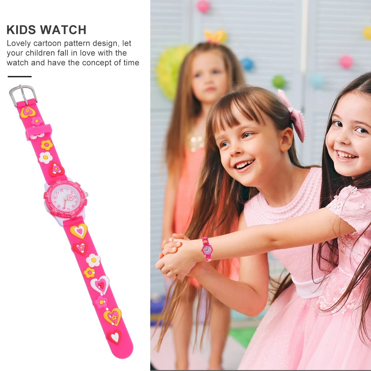 Детские часы, детские наручные часы с героями мультфильмов, кварцевые часы с цветочным узором, водонепроницаемый регулируемый ремешок, подарок для повседневного использования, детские часы