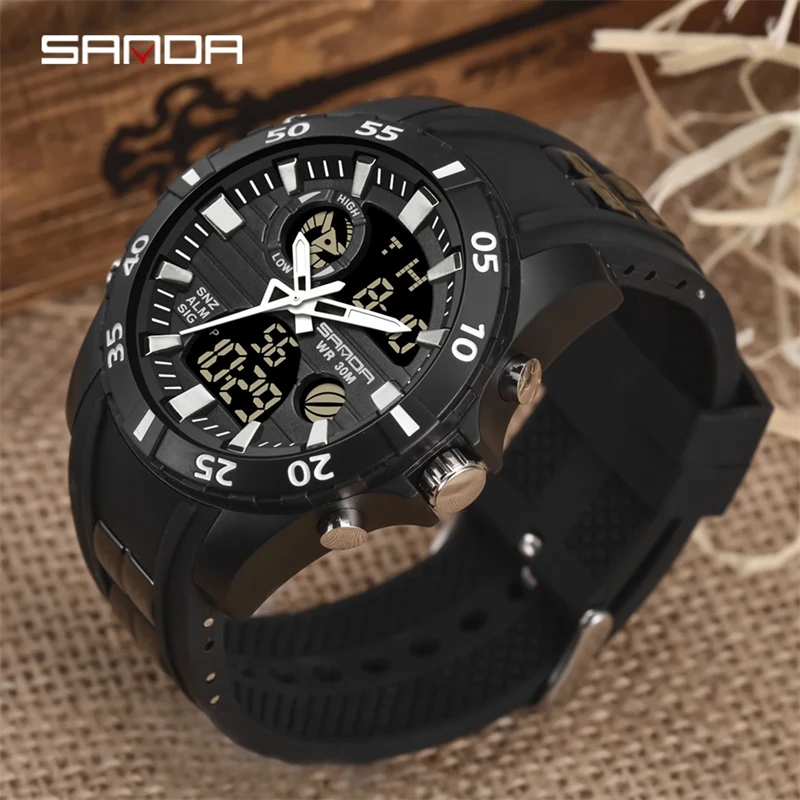 SANDA 791 Fashion New Sports Style Men Watch Durable Analog Digital Dial Multifunctional 2023 Electronic Clock Relogio Masculino