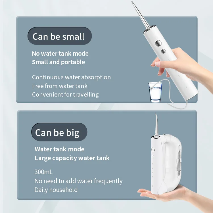 Retractable Water Dental Flosser Cordless Oral Irrigator  6 Tips IPX7 Waterproof  Rechargeable Dental Flosser for Home&Travel