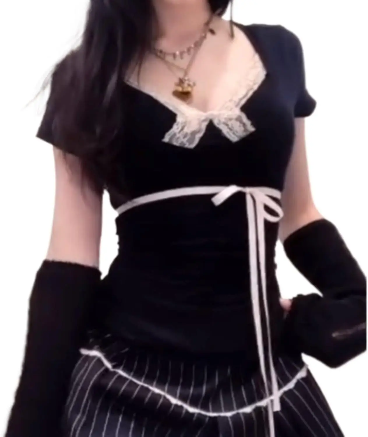 

Кружевной топ, топ с V-образным вырезом, топ с завязками, топ с бантом, уютный топ, топ с длинными рукавами, повседневный топ, милый топ, топ в стиле Y2K, модный топ