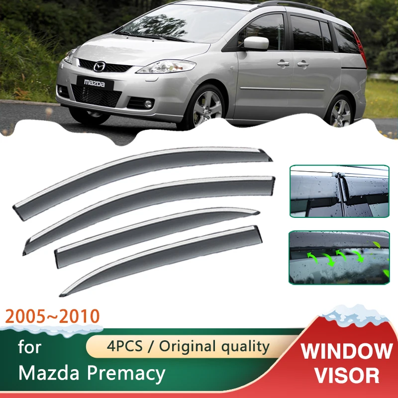 

Козырьки для боковых окон автомобиля Mazda Premacy CR 2005 ~ 2010 2006 Mazda5 Ford i-Max, навесы, Ветрозащита от солнца, дефлектор, автомобильные аксессуары