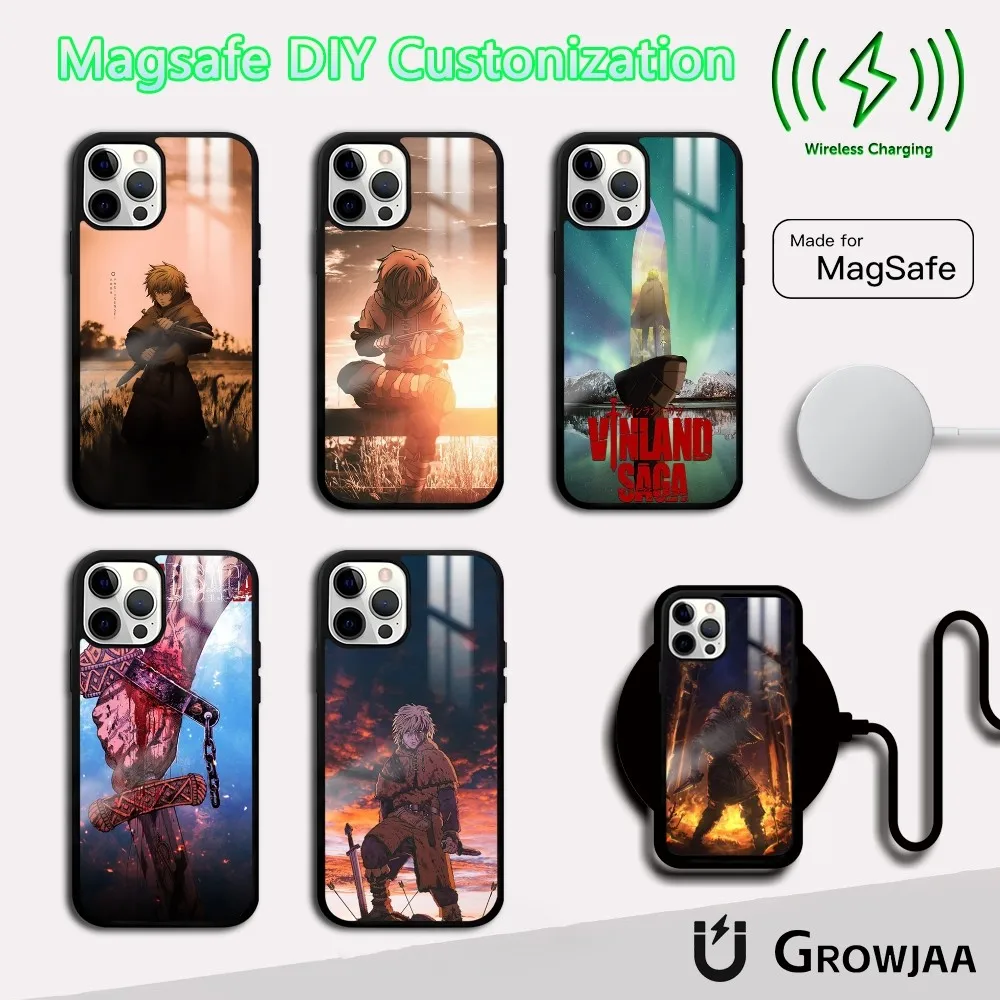 

V-Vinland Saga Anime Phone Case For iPhone 16 15 14 13 12 11 Pro Max Plus Mini Magsafe Mirror Wireless Magnetic Cover