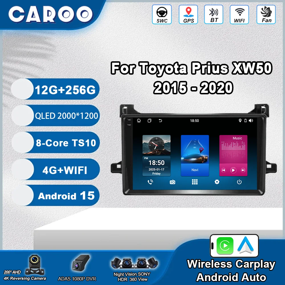

Android 15 For Toyota Prius XW50 2015 -2020 Car Radio Multimedia Video Player Navigation Stereo GPS No 2din Touch Screen WIFI 4G