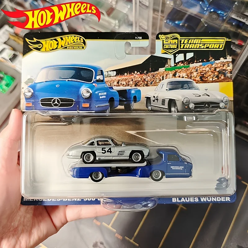 

Hot Wheels Premium Car Culture Team Transport Real Riders Metal Metal '55 Mercedes-Benz Blaues Wunder 300 Sl Модель Flf56-24c