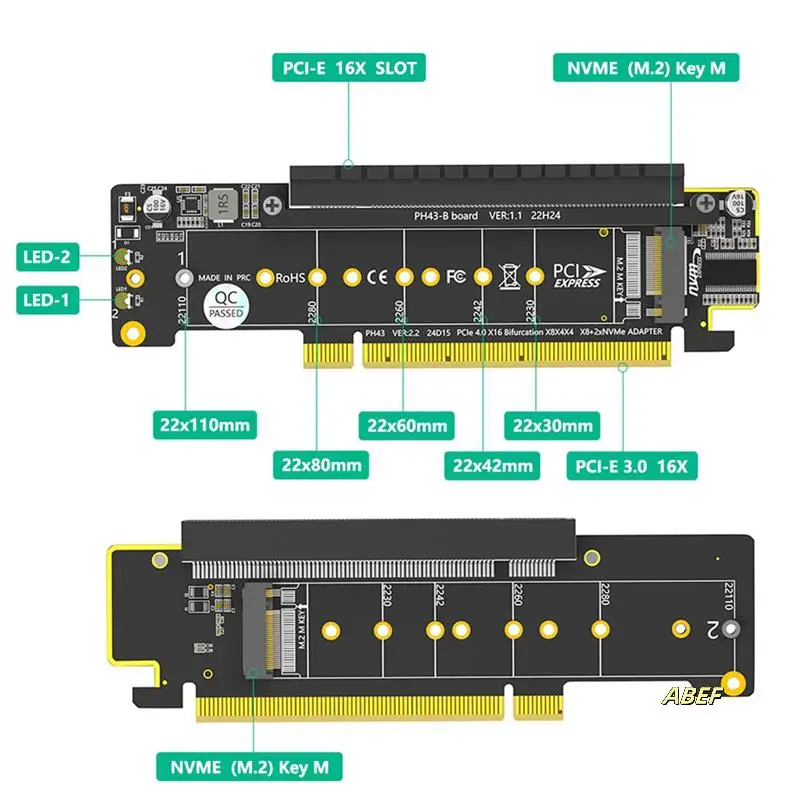 

2X Dual Nvme Pcie Adapter, Pcie 4.0 X16 To Dual Nvme & 1X More Pcie X16 (X8 Signal) Adapter For M.2 Nvme SSD Adapter