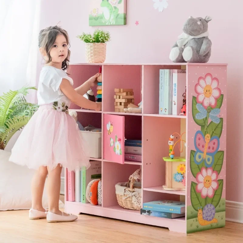 Kids Adjustable Wooden Bookcase, Pink