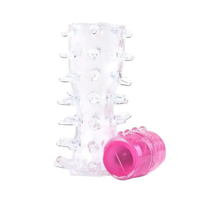 ADTriple Finger Vibrator Extender Delay Man Reusable Dotted Penis Sleeve Cock Ring Sheath Clitoris Massage Sex Toys For Men