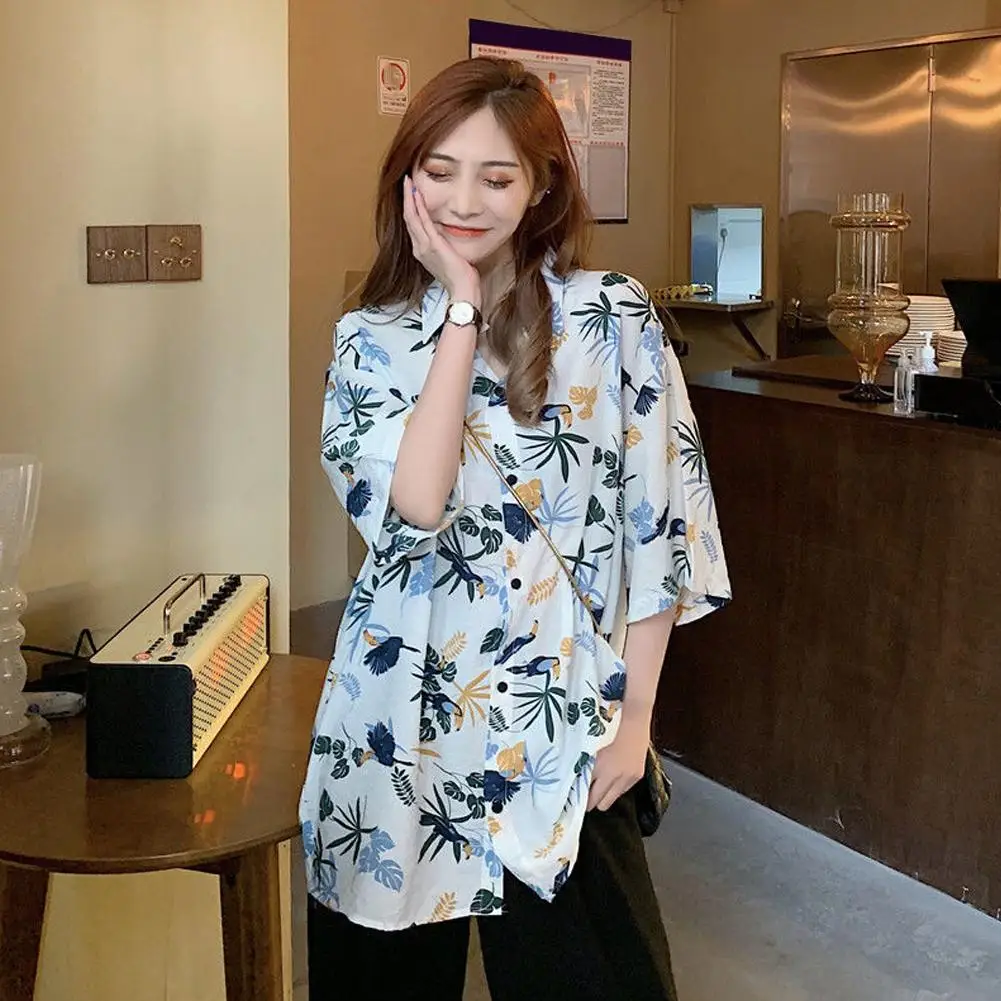 Summer Beach Style Vacation Short-sleeved Floral Shirt For Women Super Fairy Style Beach Floral Shirt Retro Hong Style Z0M7