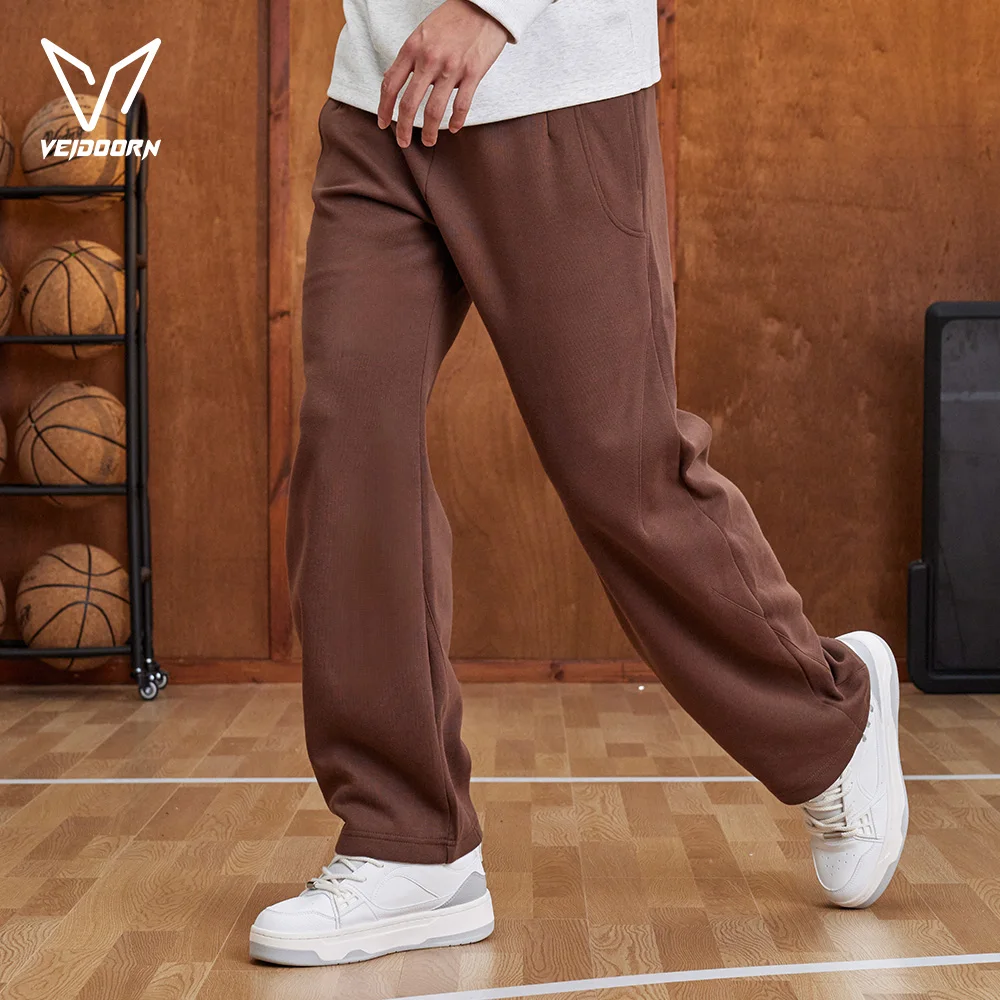 Veidoorn Autumn and Winter Men's Casual Joggers Pants Lightweight Loose Fit Athletic Trousers with Pockets Streetwear Hip Hop