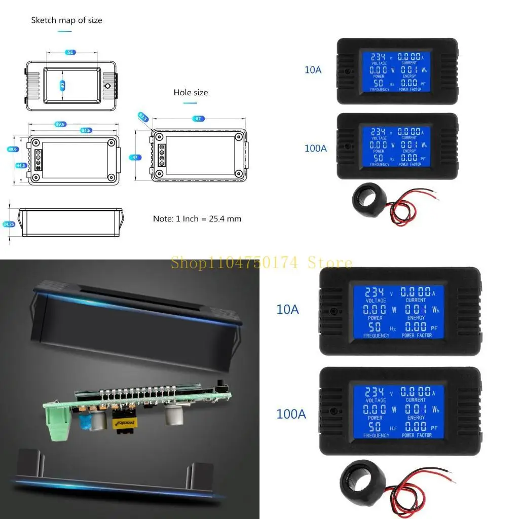 Multifunctional Power Tester 6 in 1 Current KWh Watt Meter 100A/10A top sale